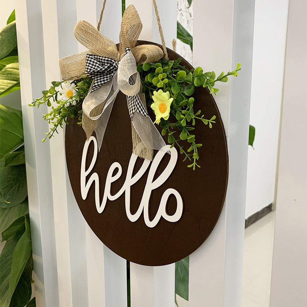 Welcome/Hello Hanging Decoration Wreath for Front Door