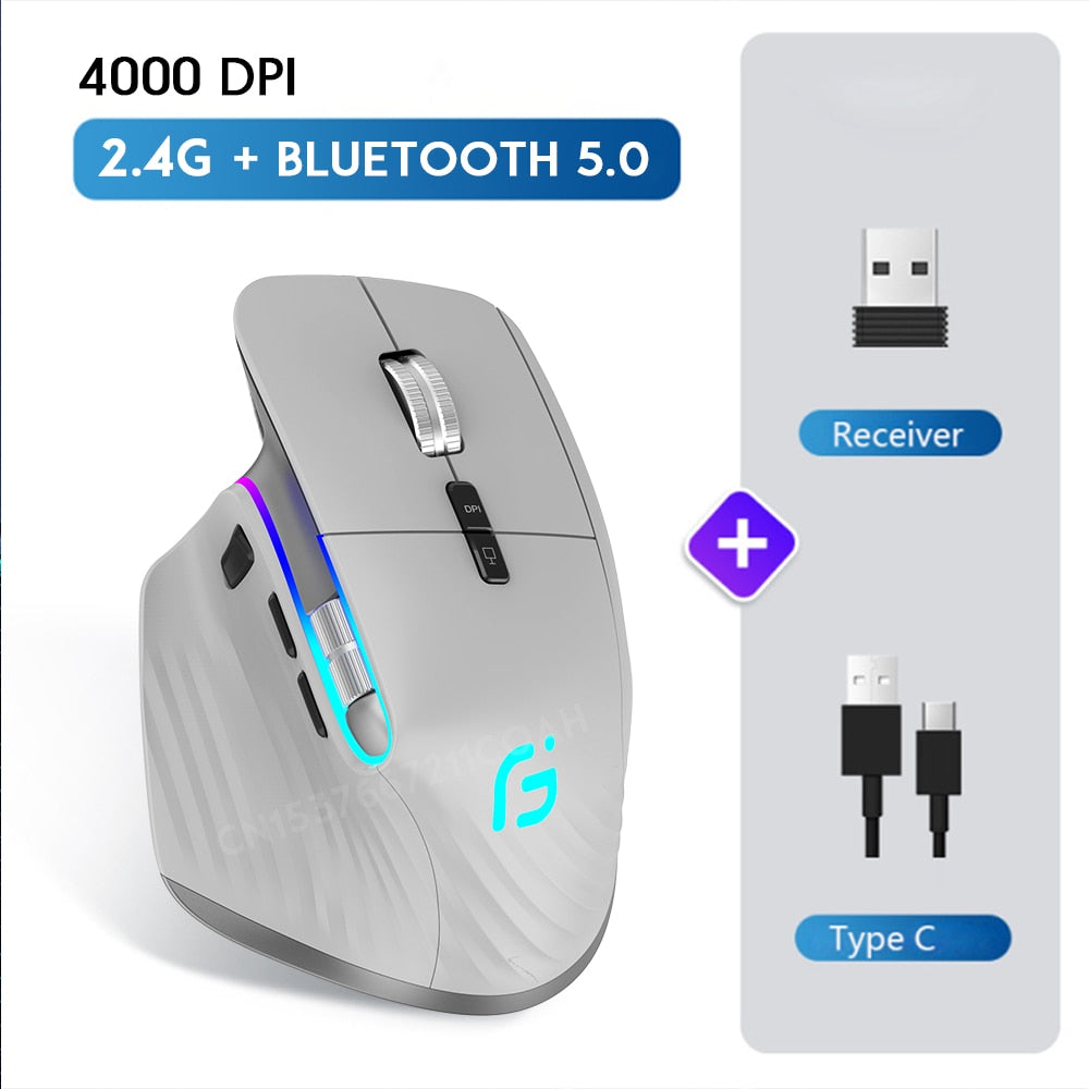 Rechargeable 2.4G Bluetooth wireless mouse office business 2.4G Wireless Ergonomic Mouse For PC Laptop - littleblackbears