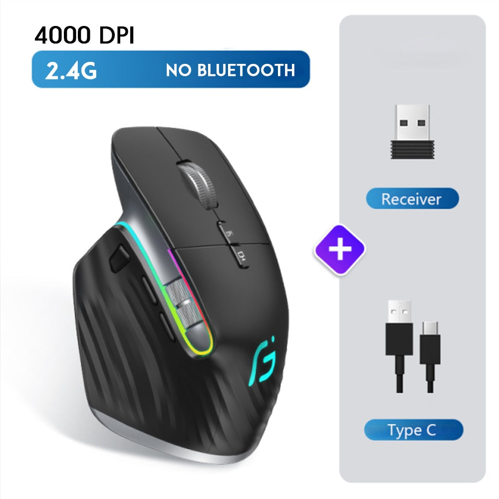 Rechargeable 2.4G Bluetooth wireless mouse office business 2.4G Wireless Ergonomic Mouse For PC Laptop - littleblackbears