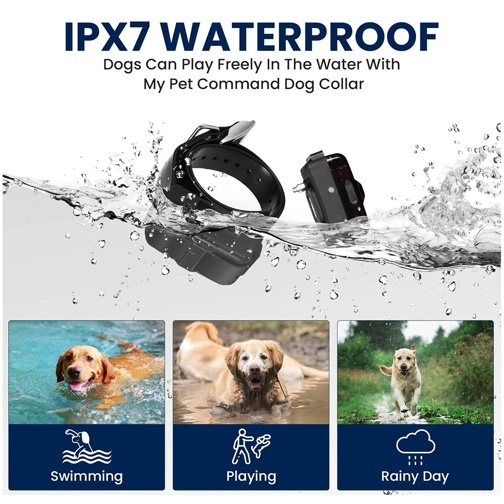 Rechargeable Remote Control Waterproof Anti-Bark & Training Collar for Dogs