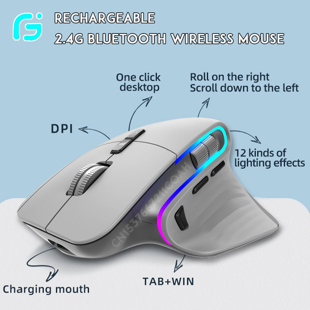 Rechargeable 2.4G Bluetooth wireless mouse office business 2.4G Wireless Ergonomic Mouse For PC Laptop - littleblackbears