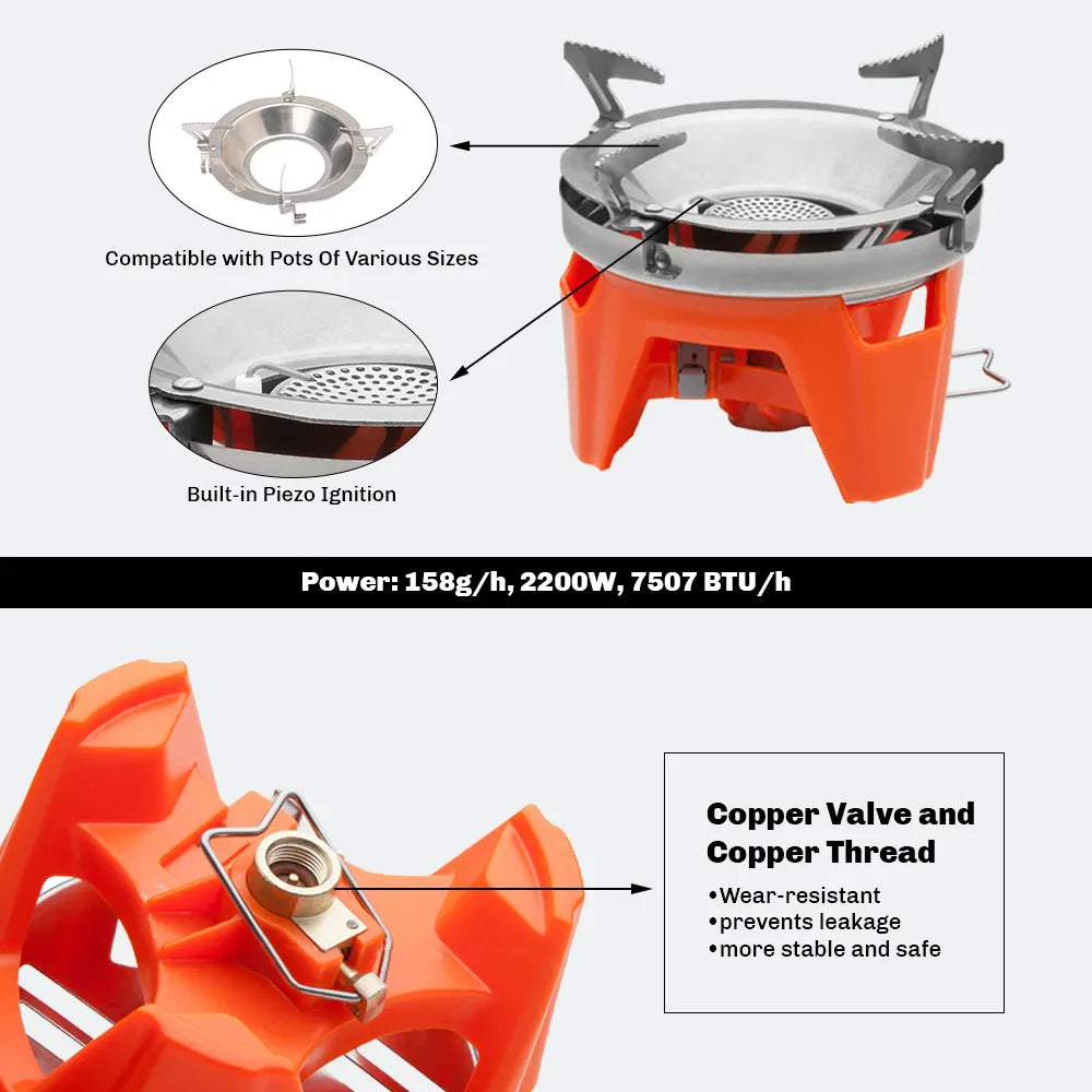 Portable Cooking System With Heat Exchanger Pot for Camping/Hiking