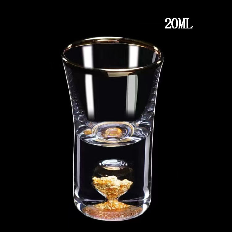 Lead-free Crystal Glass Gild Built In 24K Gold Leaf Small Shot Glass - littleblackbears