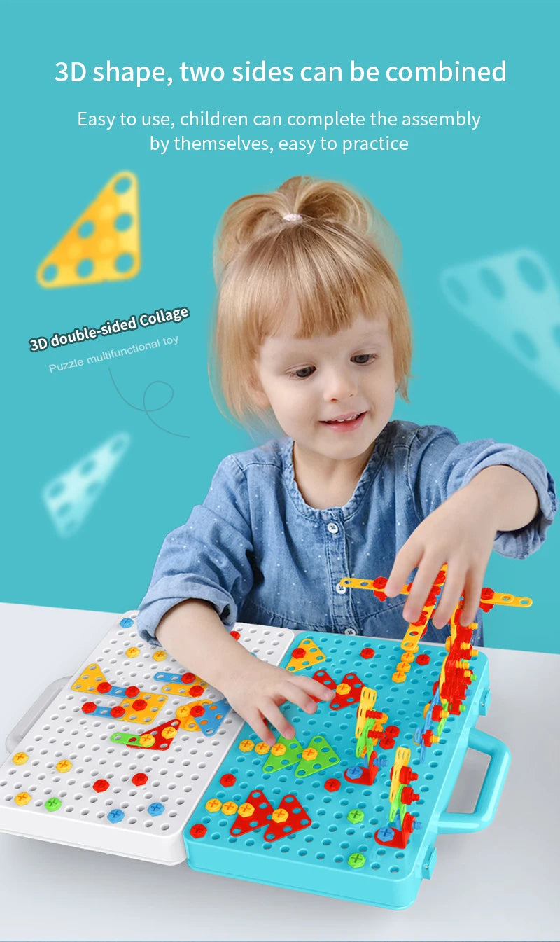 Pretend Kids Drill Screw Nut Puzzles Assembly Toy for Creative Play