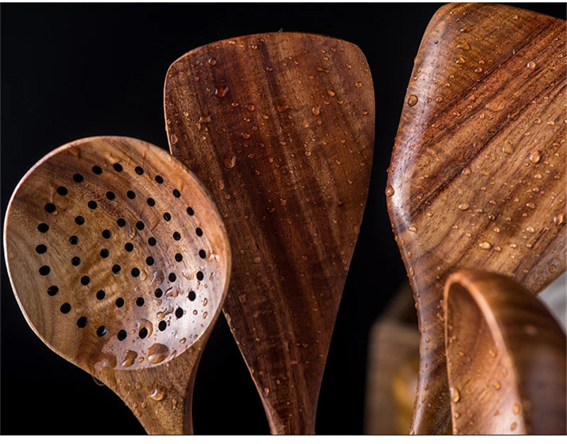 Teak Natural Wood Tableware Kitchen Tool Set