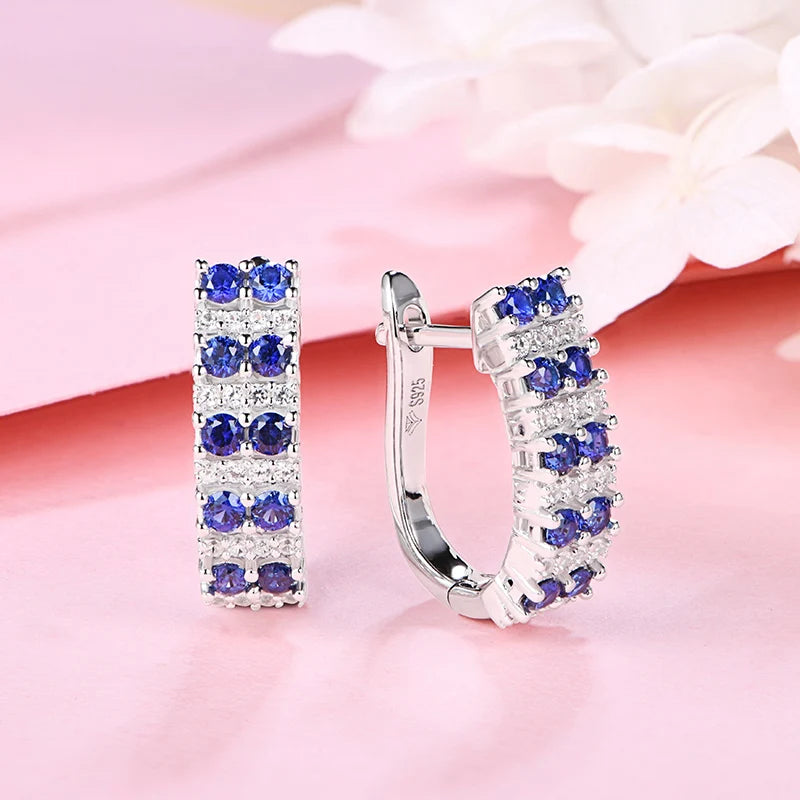 Sterling Silver Blue Sapphire Earrings