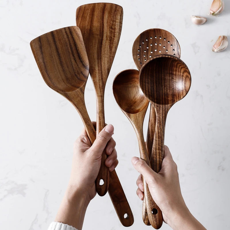 Teak Natural Wood Tableware Kitchen Tool Set