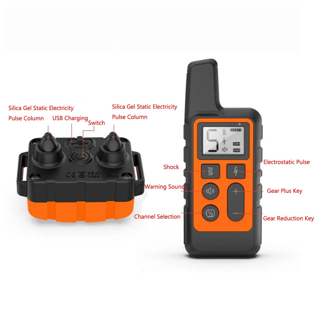 1PC Waterproof Dog Training Collar/Portable Remote Control Electric Bark Stopper Training with Beep Shock