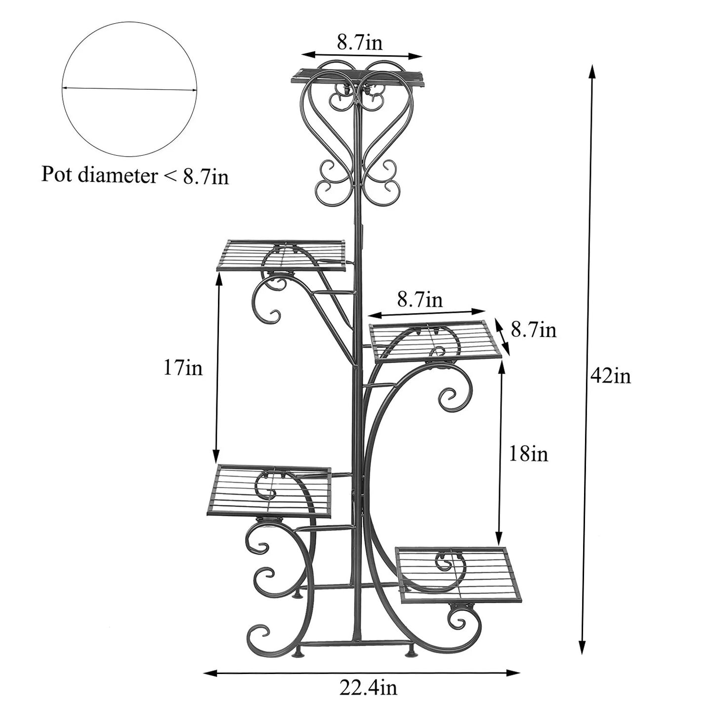 Indoor Iron 5 Tiered Tall Plant Stand