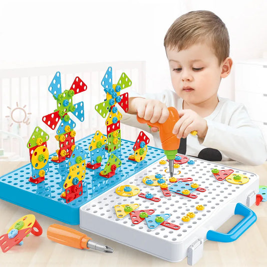 Pretend Kids Drill Screw Nut Puzzles Assembly Toy for Creative Play