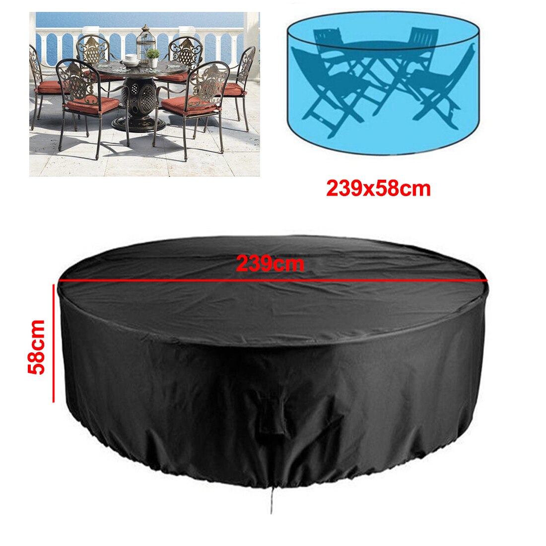 15 Sizes Outdoor Garden Furniture Cover Round/ Table/ Chair Set/ Waterproof