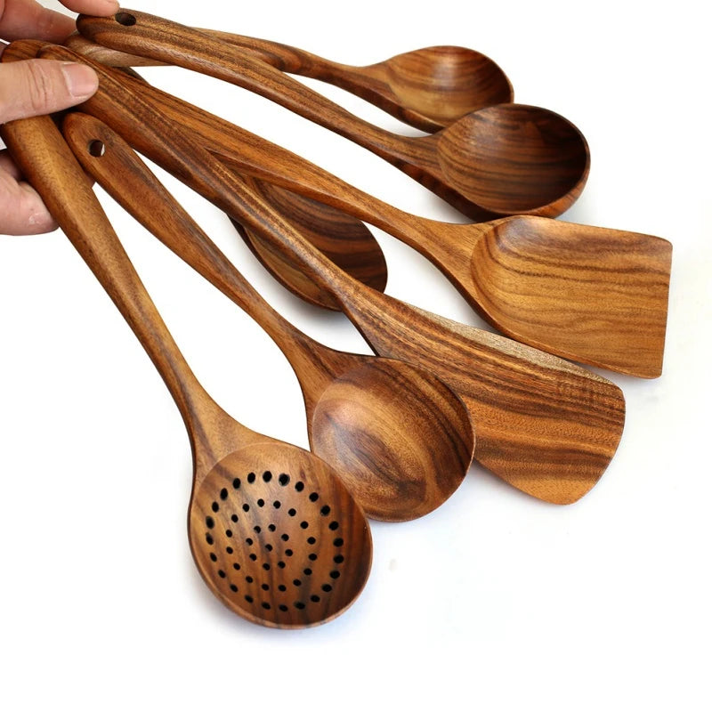 Teak Natural Wood Tableware Kitchen Tool Set