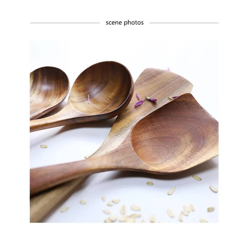 Teak Natural Wood Tableware Kitchen Tool Set