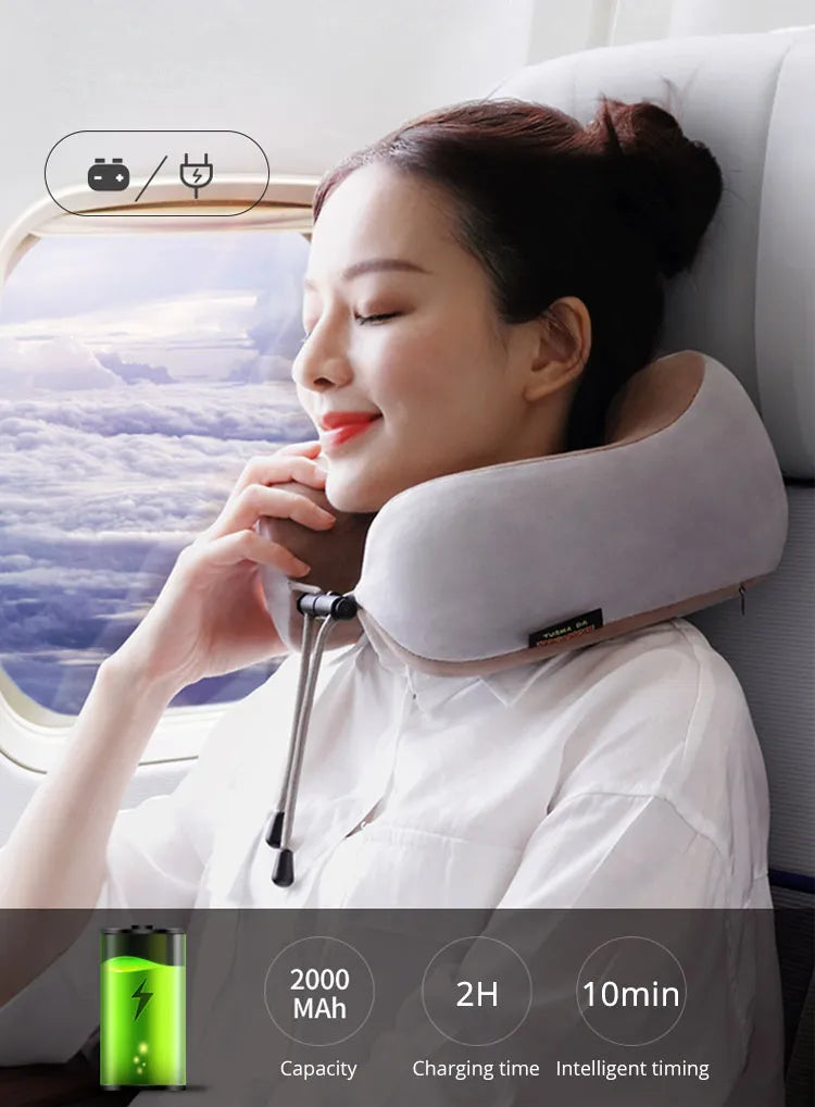 Portable Electric Neck Relaxing Massager U shaped Pillow for Home or Car