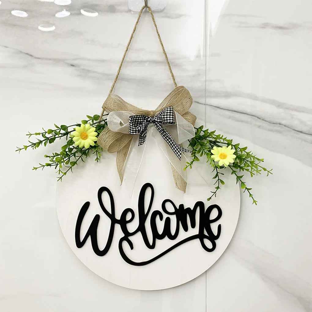 Welcome/Hello Hanging Decoration Wreath for Front Door