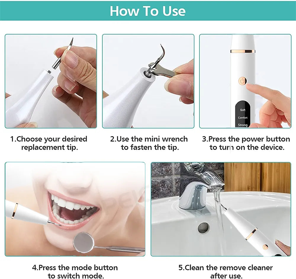 Ultrasonic Dental Stain, Tartar, & Calculus Remover For Teeth