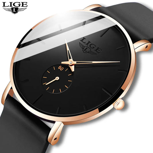 LIGE New Top Brand Luxury Sport Waterproof Ultra Thin Men's Quartz Watch