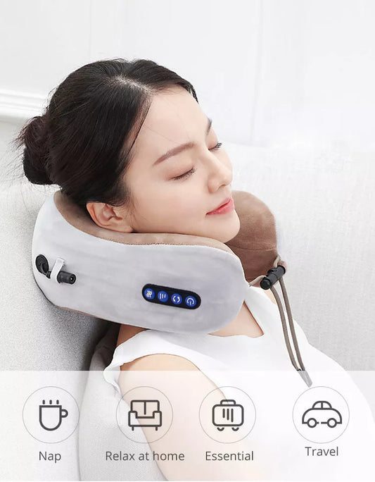 Portable Electric Neck Relaxing Massager U shaped Pillow for Home or Car