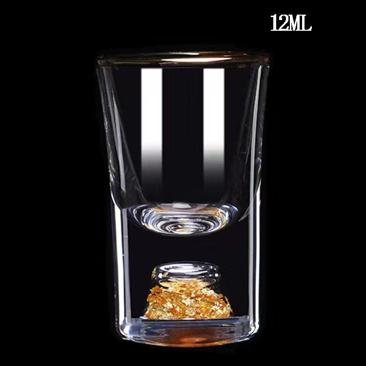 Lead-free Crystal Glass Gild Built In 24K Gold Leaf Small Shot Glass - littleblackbears