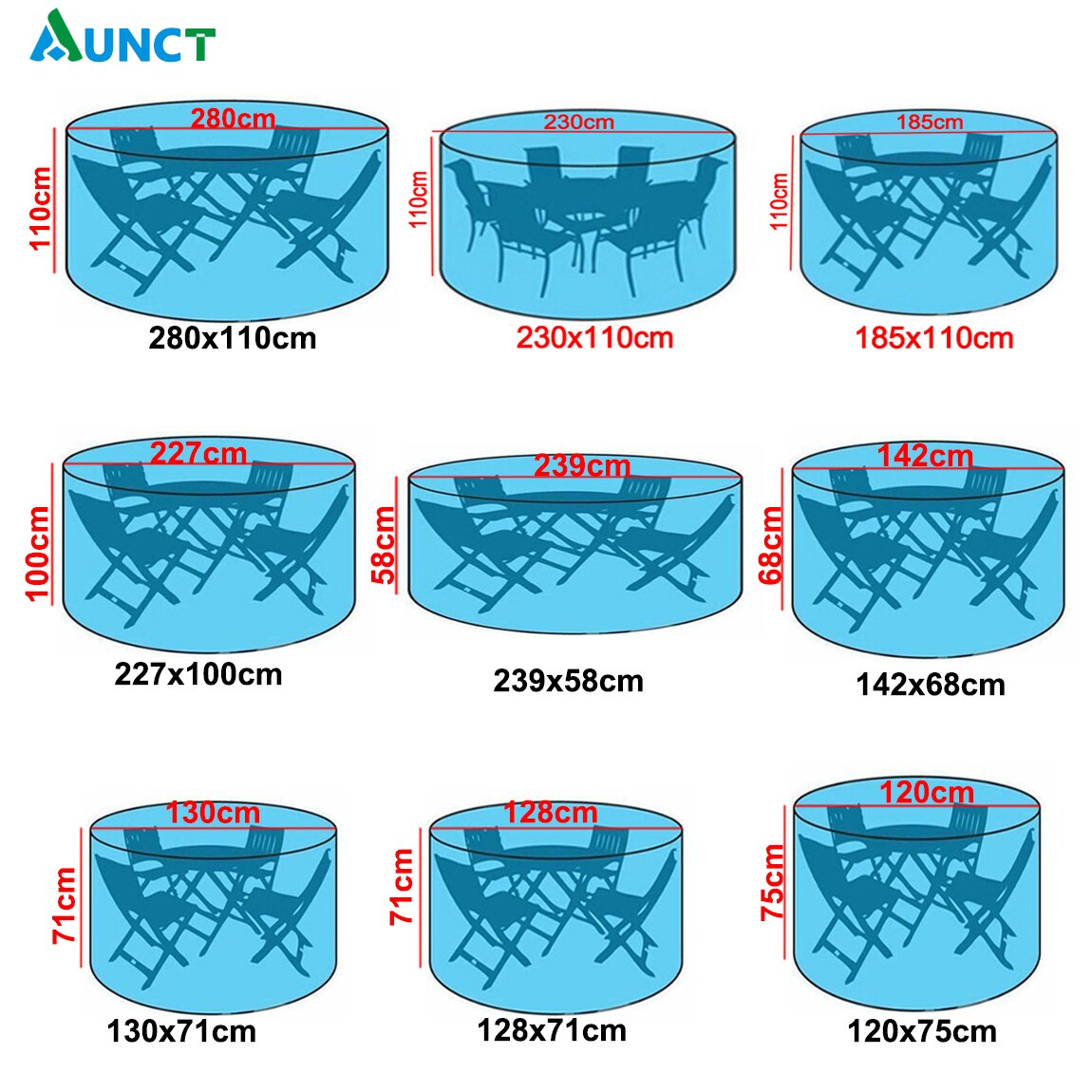 15 Sizes Outdoor Garden Furniture Cover Round/ Table/ Chair Set/ Waterproof