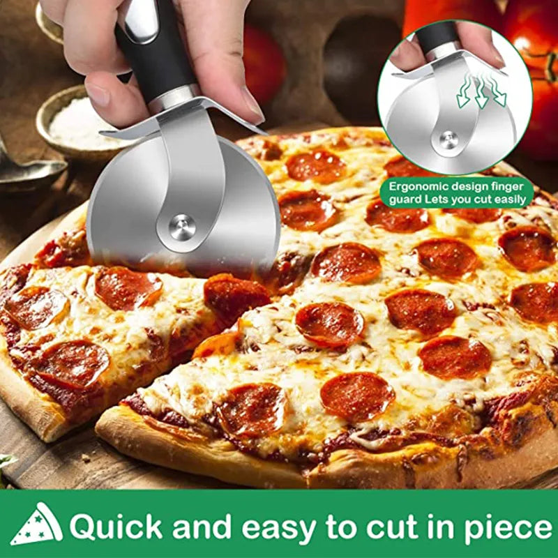 Premium Stainless Steel Kitchen Pizza Cutter Wheel and Server Tools