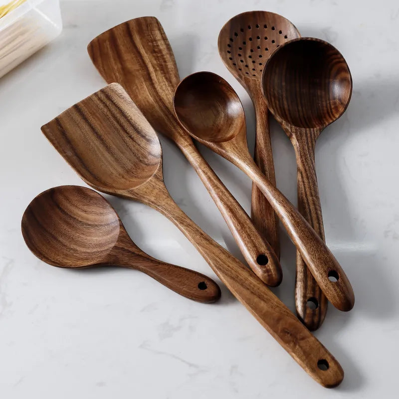 Teak Natural Wood Tableware Kitchen Tool Set