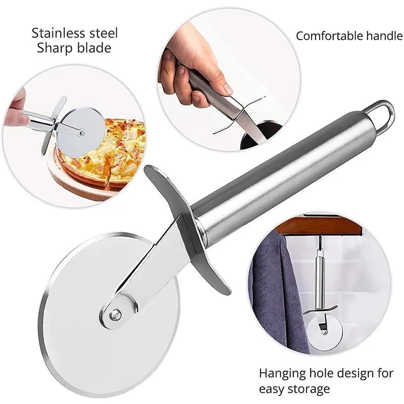 Premium Stainless Steel Kitchen Pizza Cutter Wheel and Server Tools