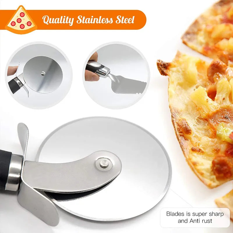 Premium Stainless Steel Kitchen Pizza Cutter Wheel and Server Tools