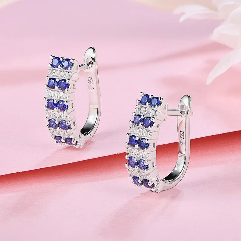 Sterling Silver Blue Sapphire Earrings