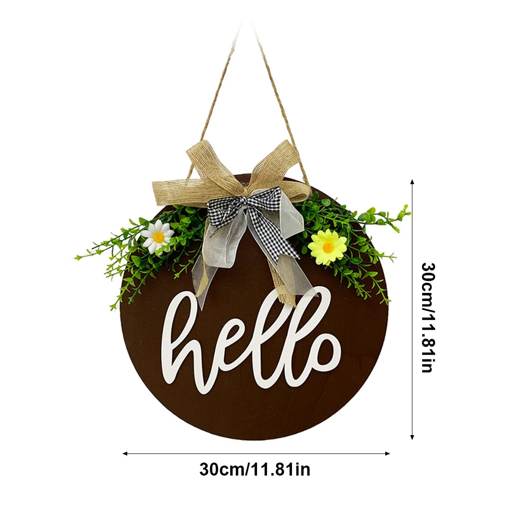 Welcome/Hello Hanging Decoration Wreath for Front Door