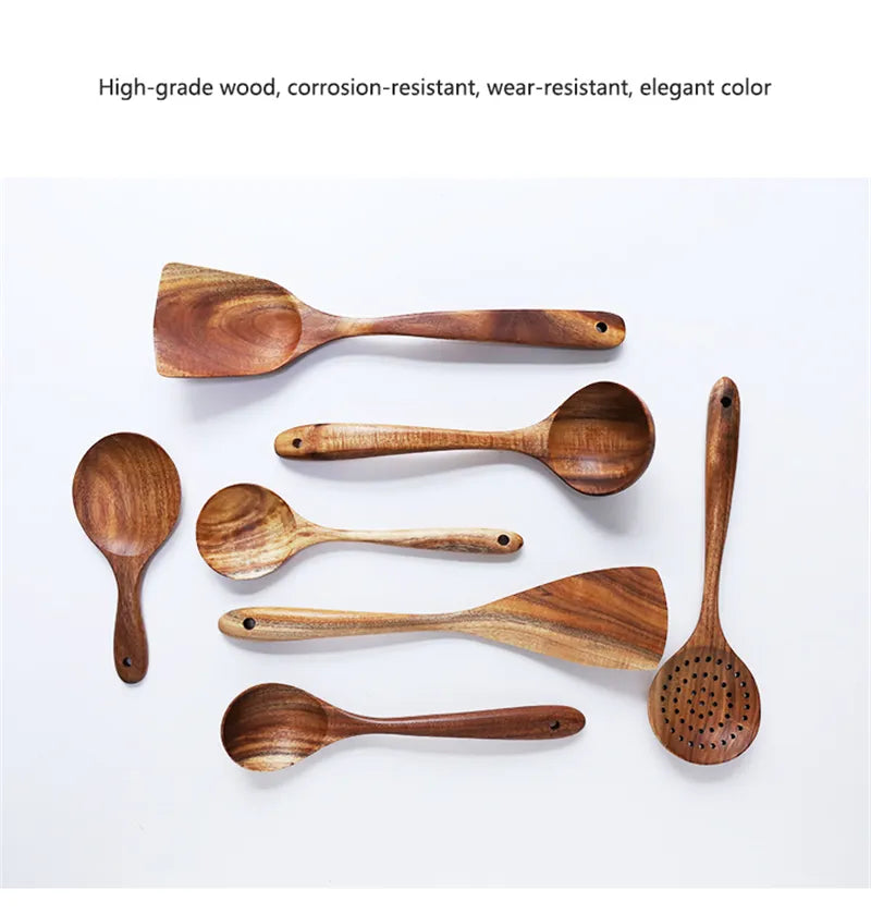 Teak Natural Wood Tableware Kitchen Tool Set