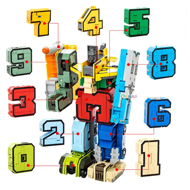 Action Robots Transformation Building Blocks with Numbers and Alphabet Blocks