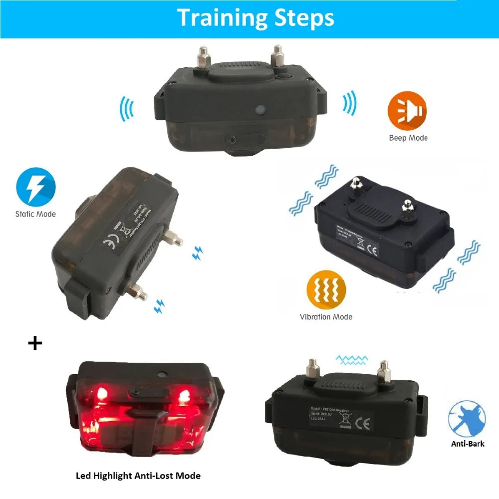 Rechargeable Remote Control Waterproof Anti-Bark & Training Collar for Dogs