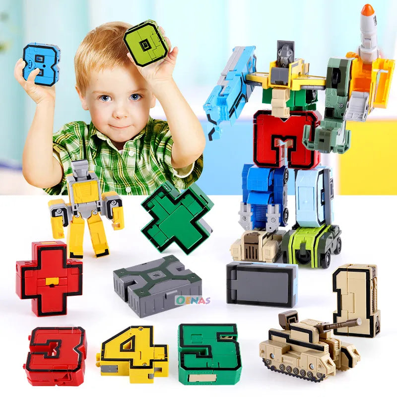 Action Robots Transformation Building Blocks with Numbers and Alphabet Blocks