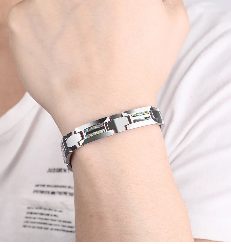 Men's Magnet Health Stones Tungsten Carbide Bracelet