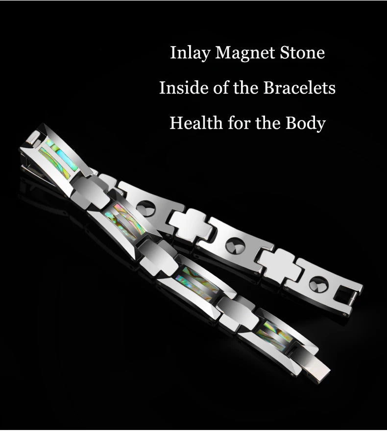 Men's Magnet Health Stones Tungsten Carbide Bracelet