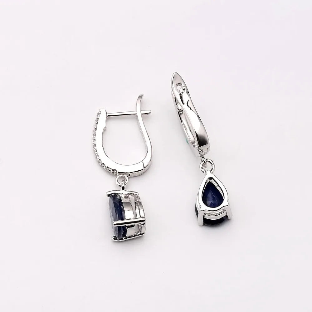 Gem's Ballet 5.05Ct Natural Blue Sapphire Gemstone Drop Earrings 925 Sterling Silver Fine Jewelry