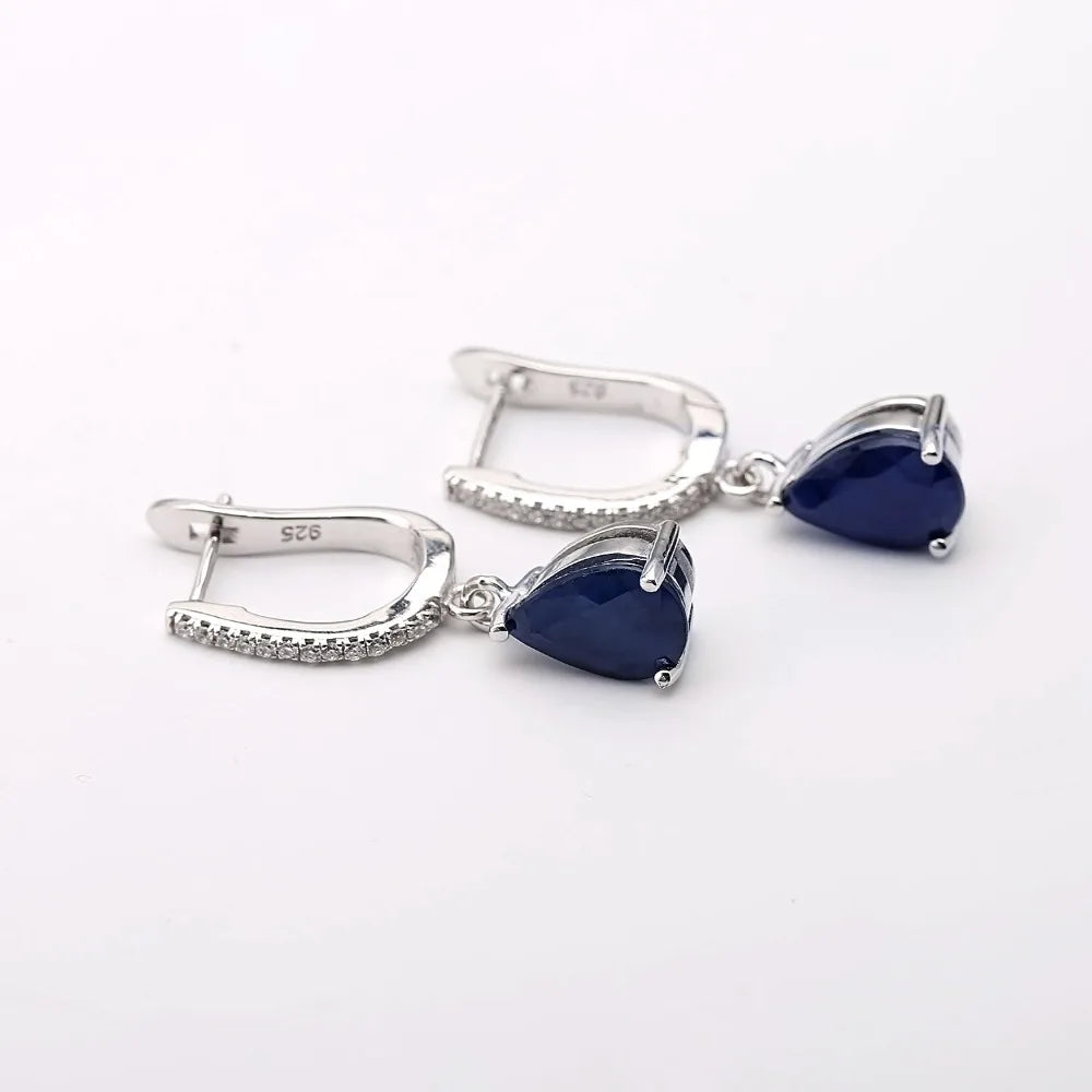 Gem's Ballet 5.05Ct Natural Blue Sapphire Gemstone Drop Earrings 925 Sterling Silver Fine Jewelry