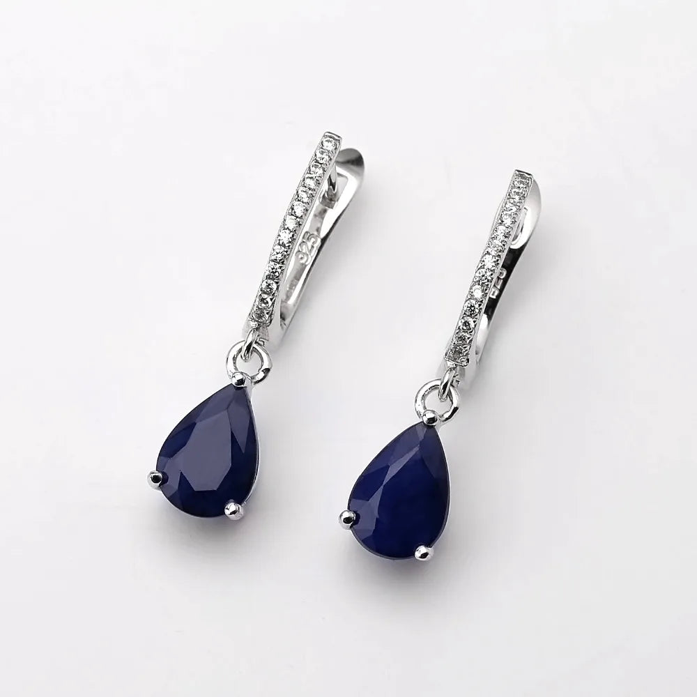 Gem's Ballet 5.05Ct Natural Blue Sapphire Gemstone Drop Earrings 925 Sterling Silver Fine Jewelry