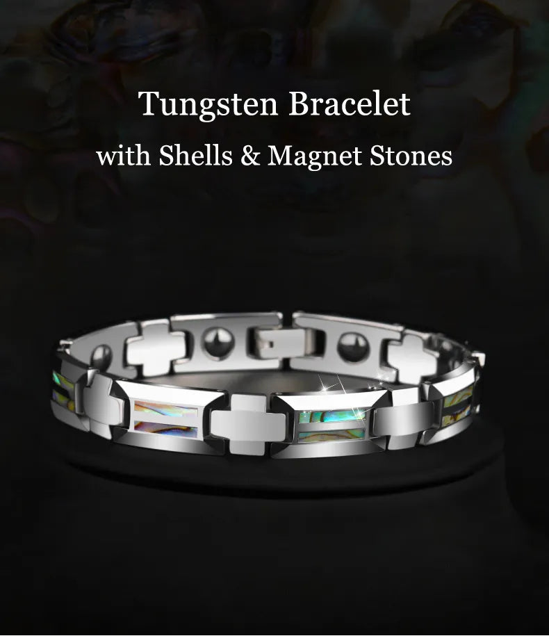 Men's Magnet Health Stones Tungsten Carbide Bracelet