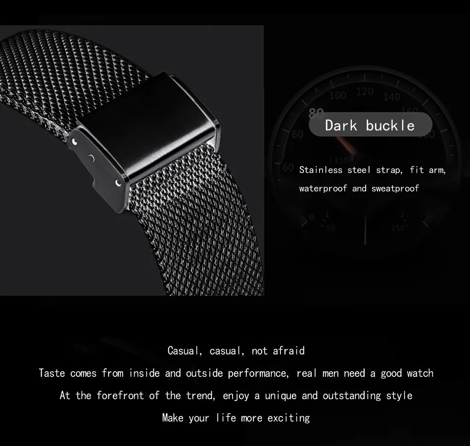 LIGE Luxury Top Brand Slim Mesh Steel Quartz Waterproof Fashion Men's Watch