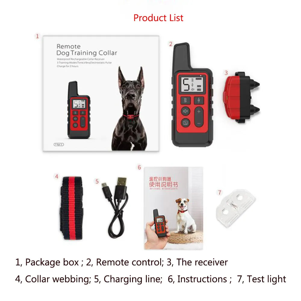 1PC Waterproof Dog Training Collar/Portable Remote Control Electric Bark Stopper Training with Beep Shock