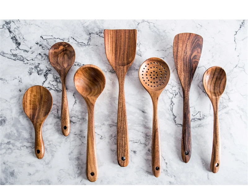 Teak Natural Wood Tableware Kitchen Tool Set