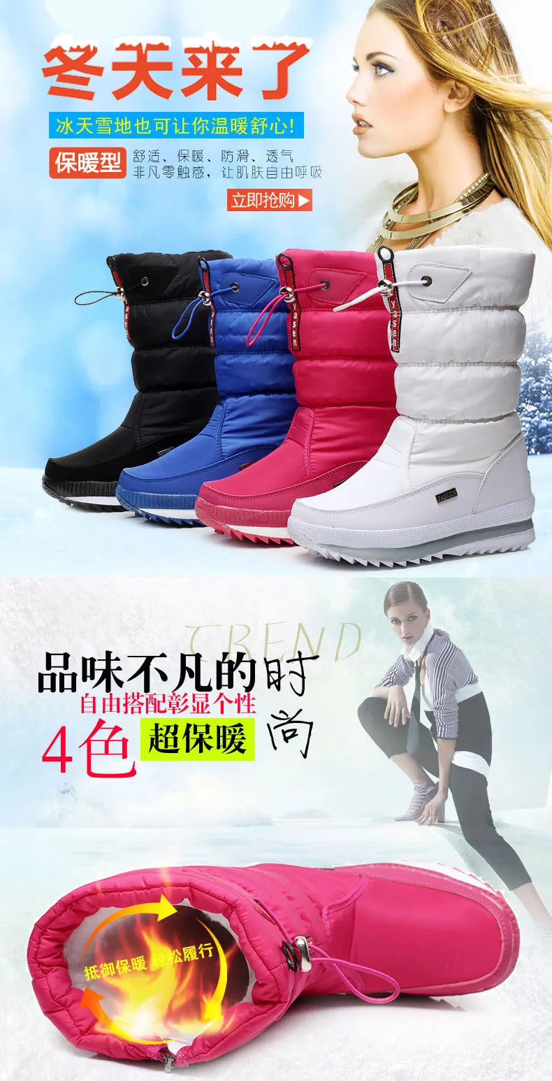 Women's Thick Plush Warm Waterproof Non-Slip Snow Boots