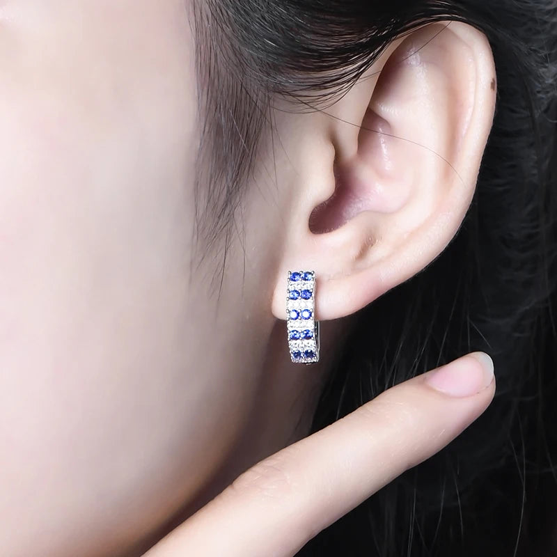 Sterling Silver Blue Sapphire Earrings