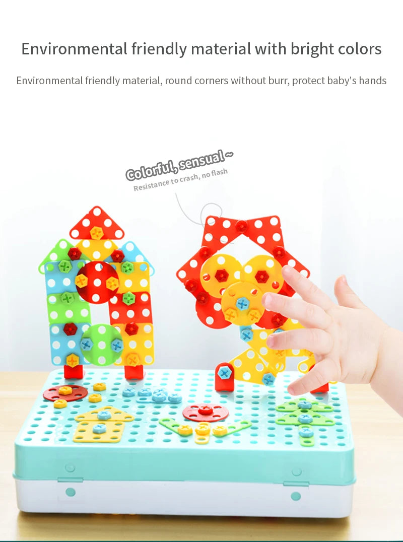 Pretend Kids Drill Screw Nut Puzzles Assembly Toy for Creative Play