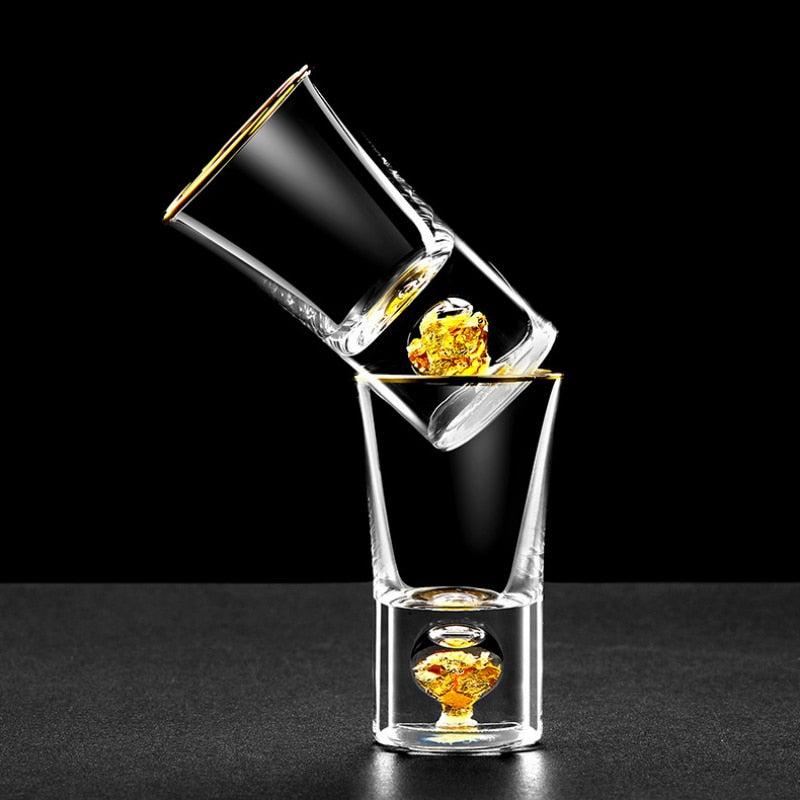 Lead-free Crystal Glass Gild Built In 24K Gold Leaf Small Shot Glass - littleblackbears