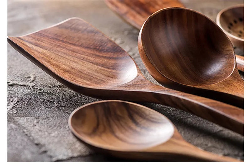 Teak Natural Wood Tableware Kitchen Tool Set