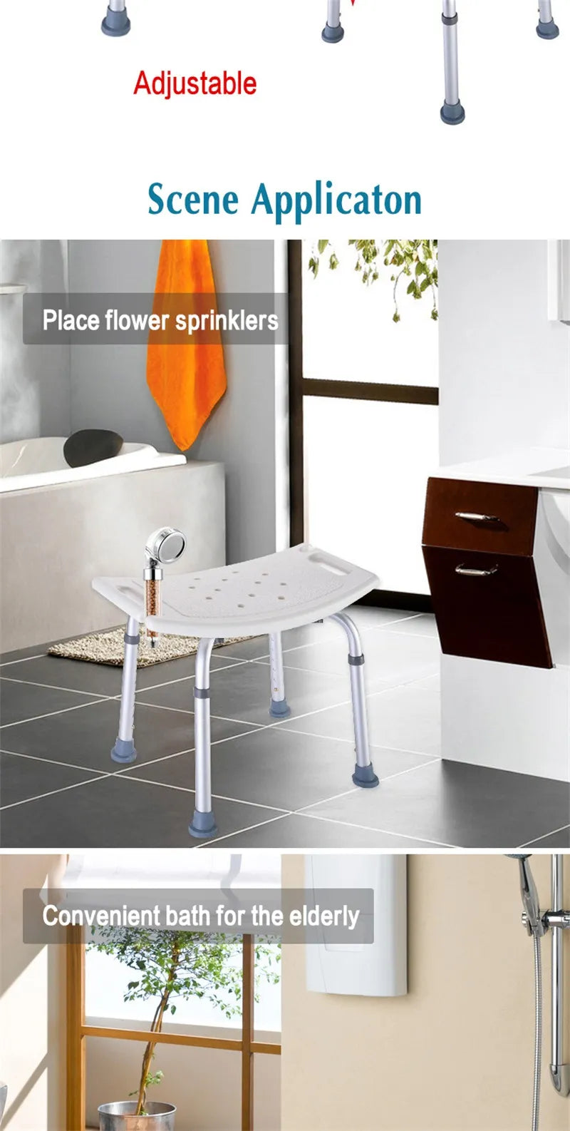 Non-Slip Adjustable Bathroom and Shower Chair