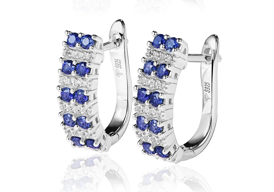 Sterling Silver Blue Sapphire Earrings